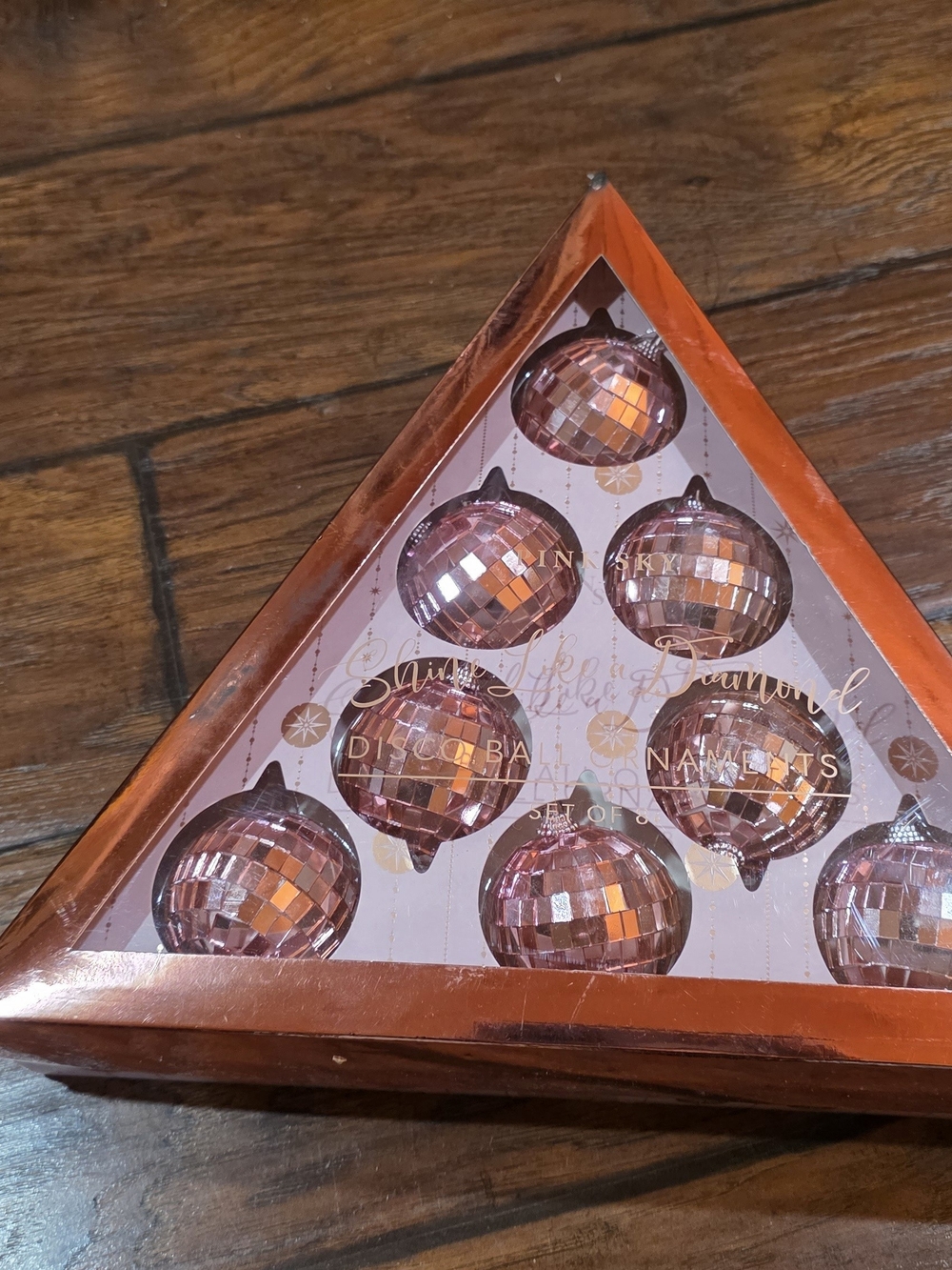 Pink Sky Shine Like a Diamond Disco Ball Ornaments Set of 8